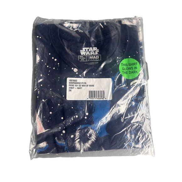 NEW Star Wars Men's War Of Wars T-Shirt Size 2X Navy Glows In The Dark - Picture 4 of 5